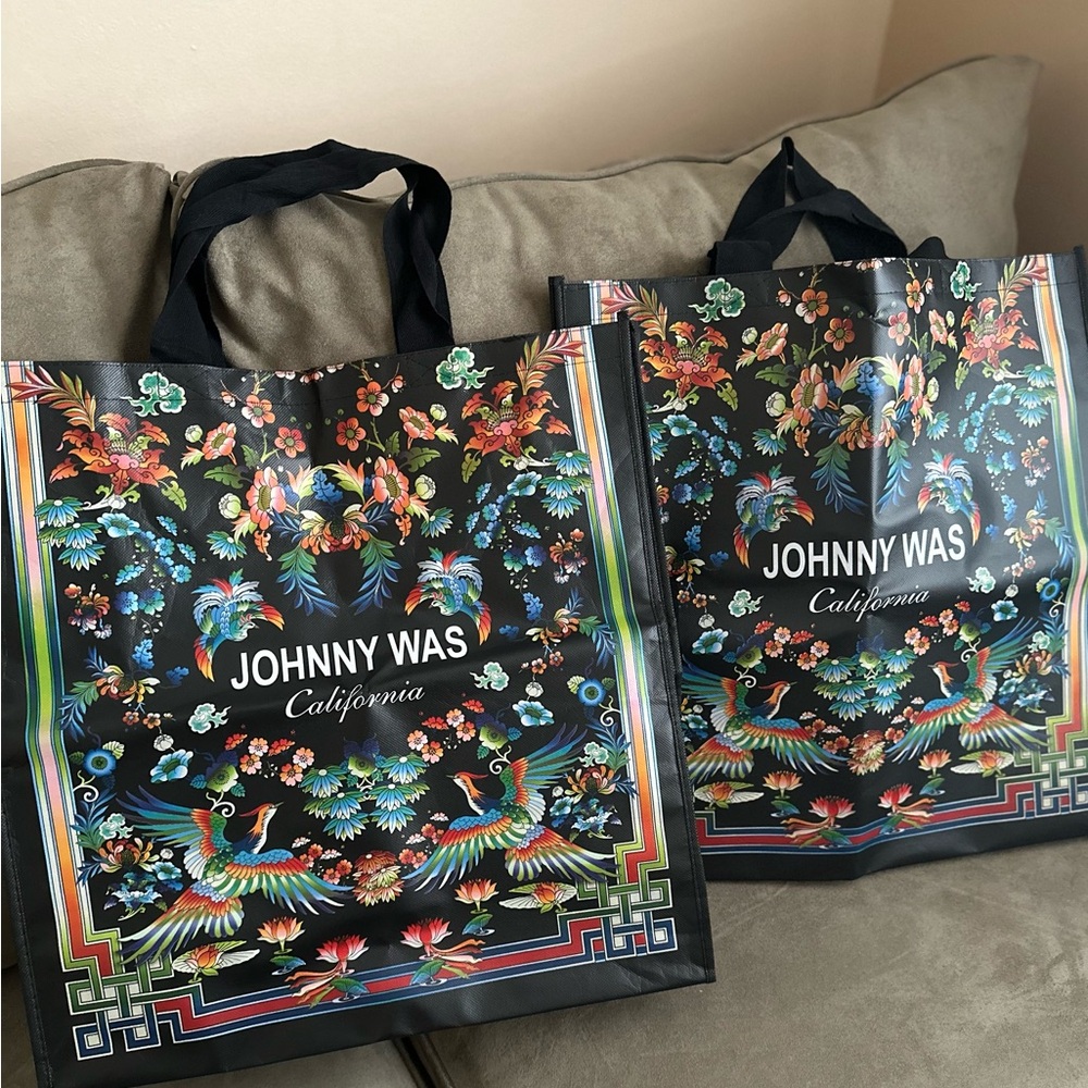 JOHNNY WAS Reusable Shopping Totes (2) NEW